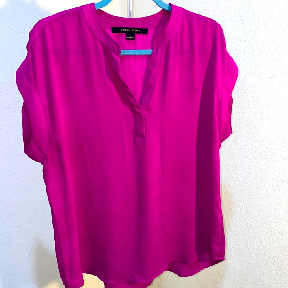 Cap sleeve sheer orchid blouse